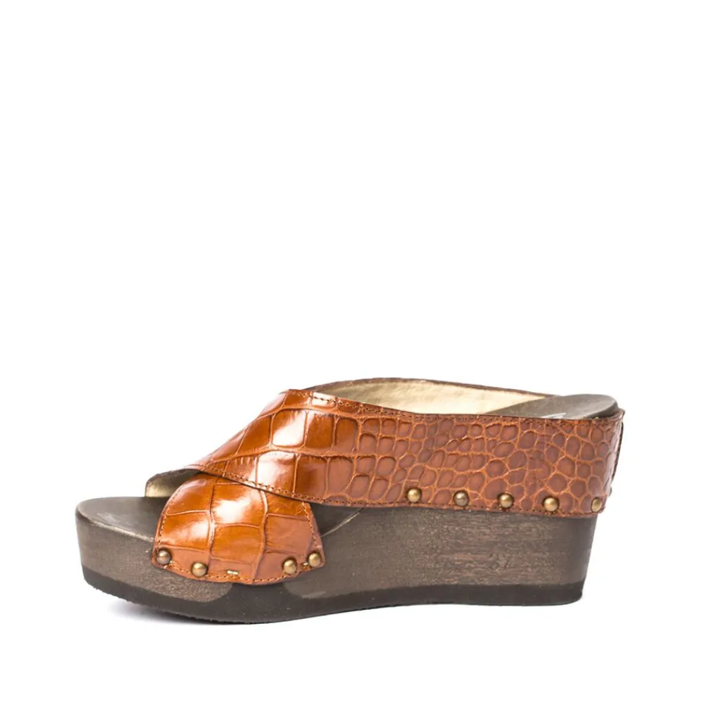 Alena Crocoprint Brown<SOFTCLIX Sale