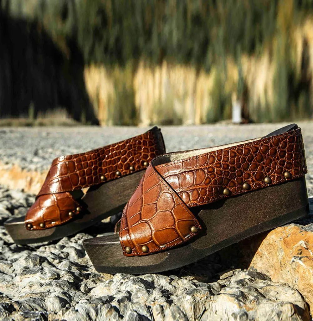 Alena Crocoprint Brown<SOFTCLIX Sale