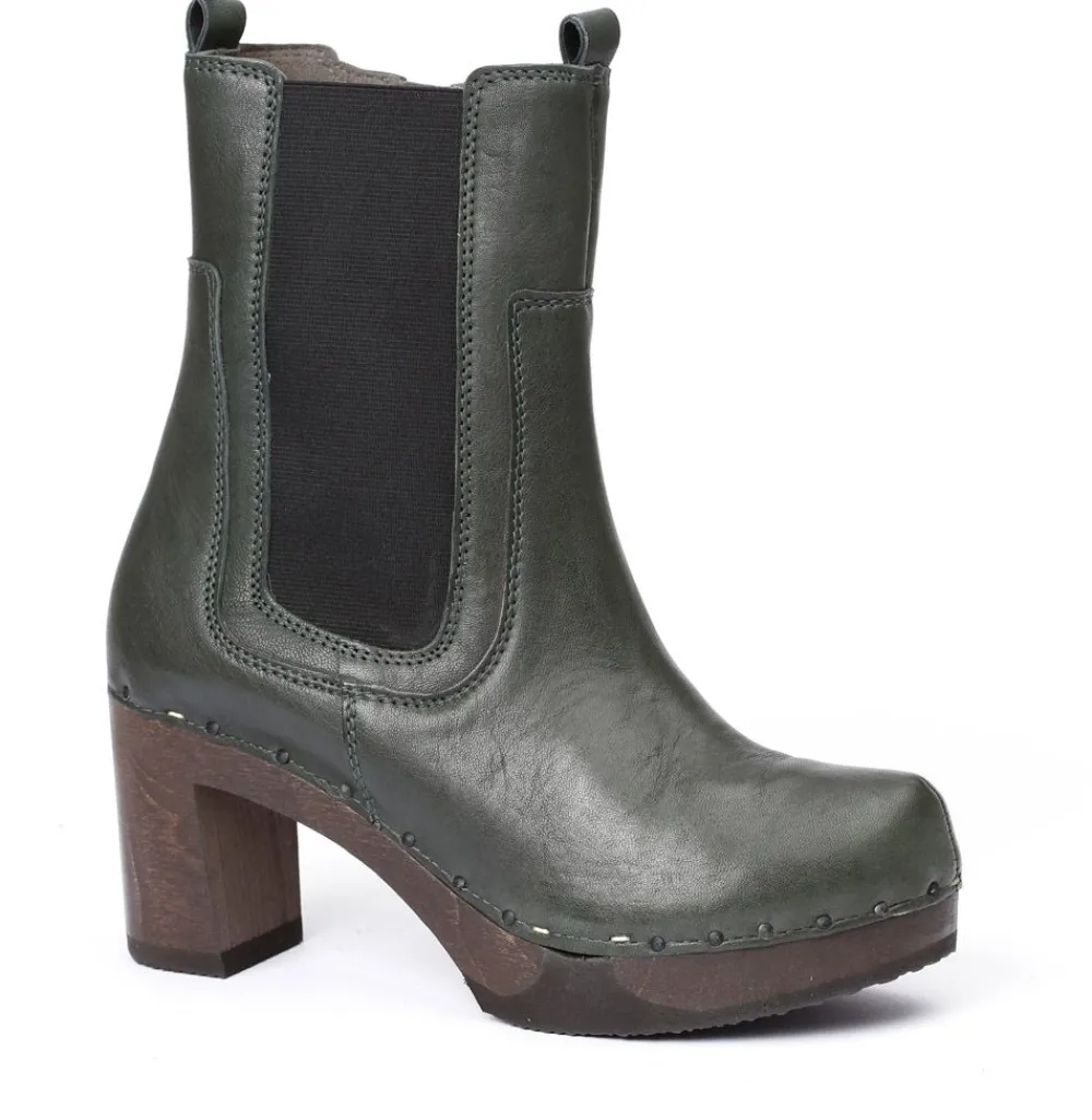 Laurentia Washed Nappa Olive<SOFTCLIX Hot